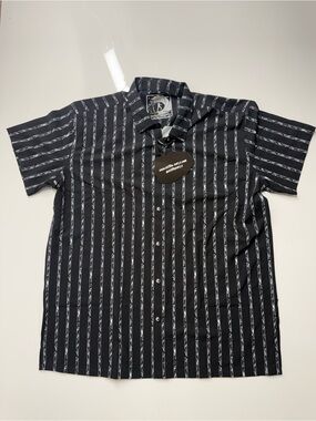 Retro Rifle - Men's Button Down - Special Agent Black Short-Sleeve XXL